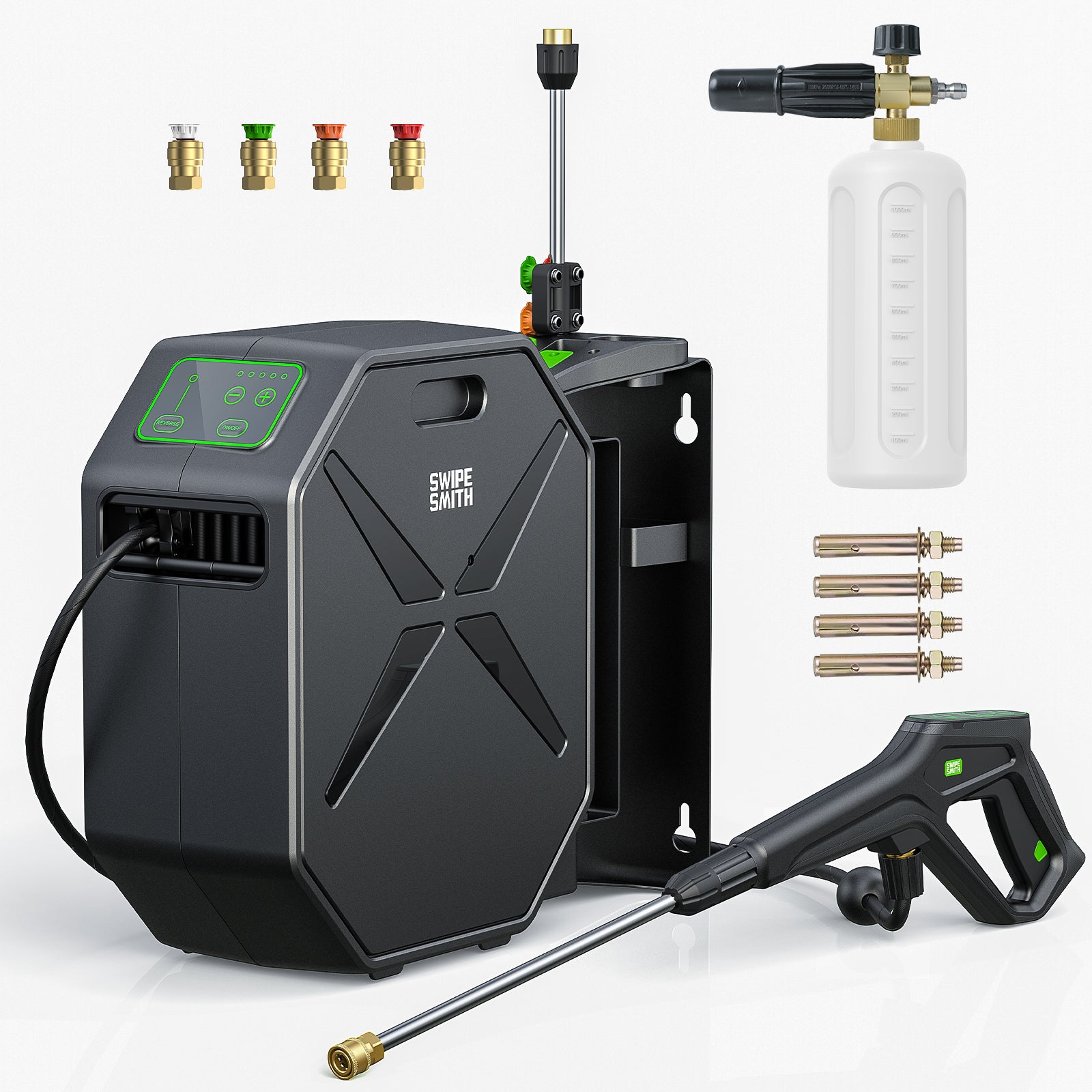 SWIPESMITH Wall-Mounted Pressure Washer, Remote Controlled Power