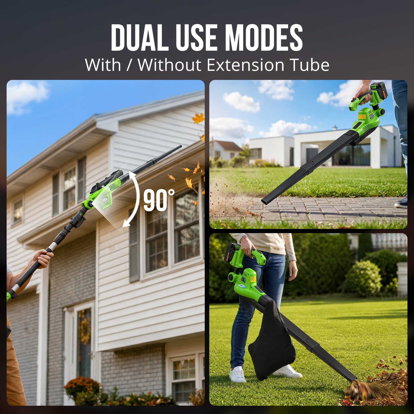 Cordless Leaf Blower & Vacuum, SI-GH004 150MPH Brushless Motor, 2-in-1 Blow & Suction with 2 x 4.0Ah Batteries, 8 Speed Modes, Lightweight Handheld Blower for Driveway, Patio, Garage Hard Surface Cleaning