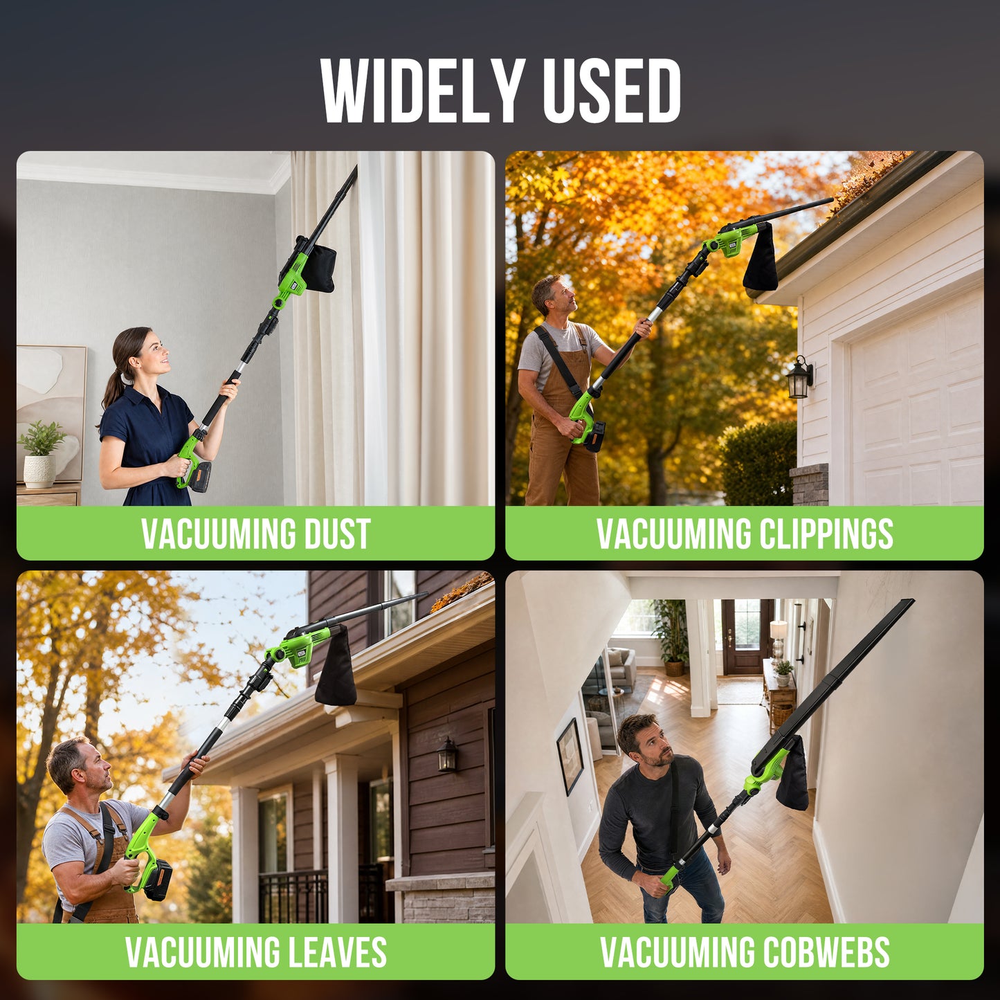Cordless Leaf Blower & Vacuum, SI-GH004 150MPH Brushless Motor, 2-in-1 Blow & Suction with 2 x 4.0Ah Batteries, 8 Speed Modes, Lightweight Handheld Blower for Driveway, Patio, Garage Hard Surface Cleaning
