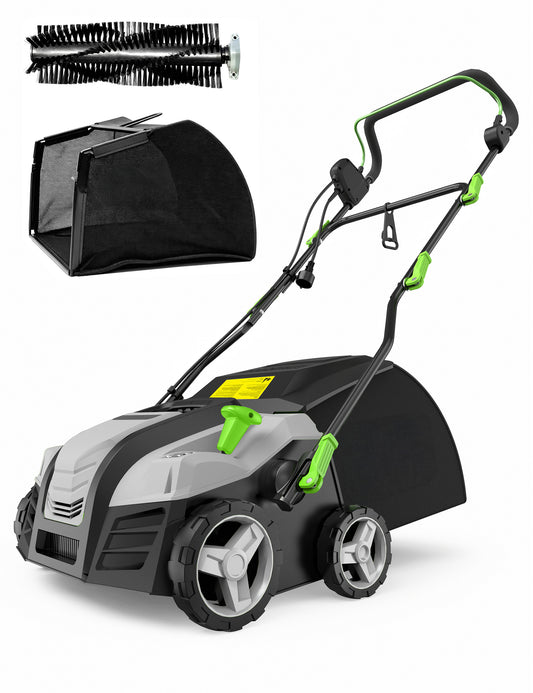 16" Artificial Grass Sweeper 2000W Artificial Turf Vacuum 2000W Lawn Sweeper Yard Power Brush with 55L Removable Leaf Collection Bag, Quick-Fold, Keeps Clear Sweepy Box