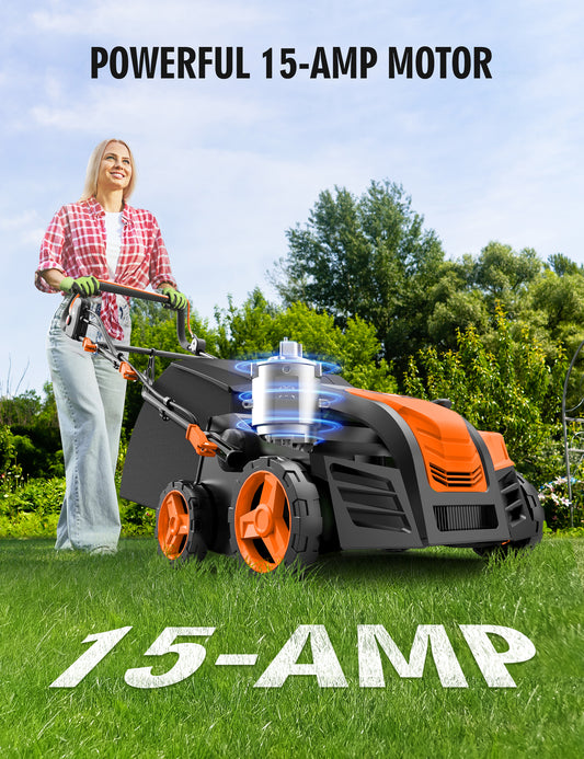 SWIPESMITH 16-Inch 1800W Grass SweeperArtificial Turf Vacuum 15 Amp Lawn Sweeper Yard Power Brush with 45L Removable Leaf Collection Bag
