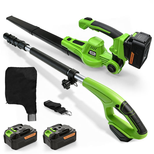 Cordless Leaf Blower & Vacuum, SI-GH004 150MPH Brushless Motor, 2-in-1 Blow & Suction with 2 x 4.0Ah Batteries, 8 Speed Modes, Lightweight Handheld Blower for Driveway, Patio, Garage Hard Surface Cleaning