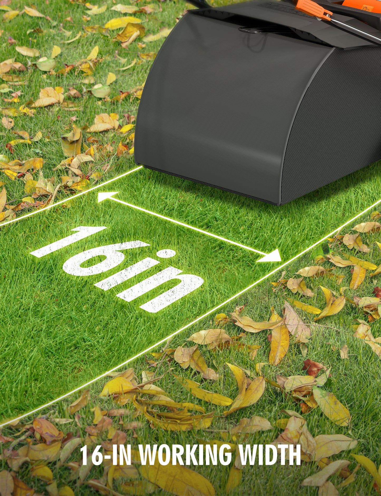 SWIPESMITH 16-Inch 1800W Grass SweeperArtificial Turf Vacuum 15 Amp Lawn Sweeper Yard Power Brush with 45L Removable Leaf Collection Bag