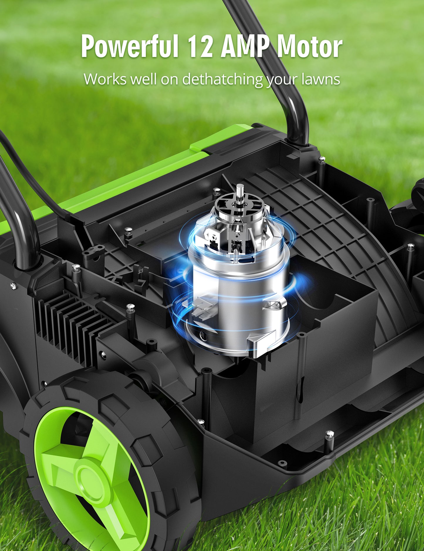 SWIPESMITH 14-Inch 12 Amp Electric Dethatcher Scarifier with 4-Position Depth Adjustment, Scarifier with Foldable Handle Two Safety Switches for Lawn Garden Yard