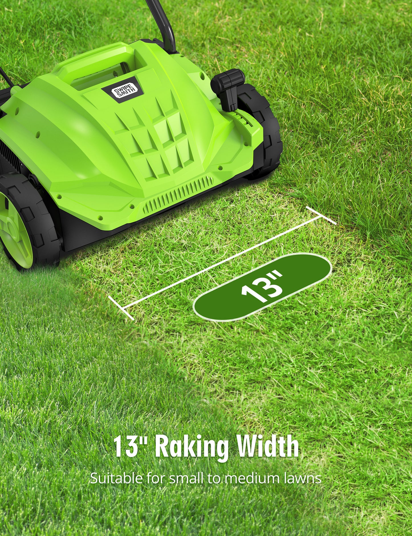 SWIPESMITH 14-Inch 12 Amp Electric Dethatcher Scarifier with 4-Position Depth Adjustment, Scarifier with Foldable Handle Two Safety Switches for Lawn Garden Yard