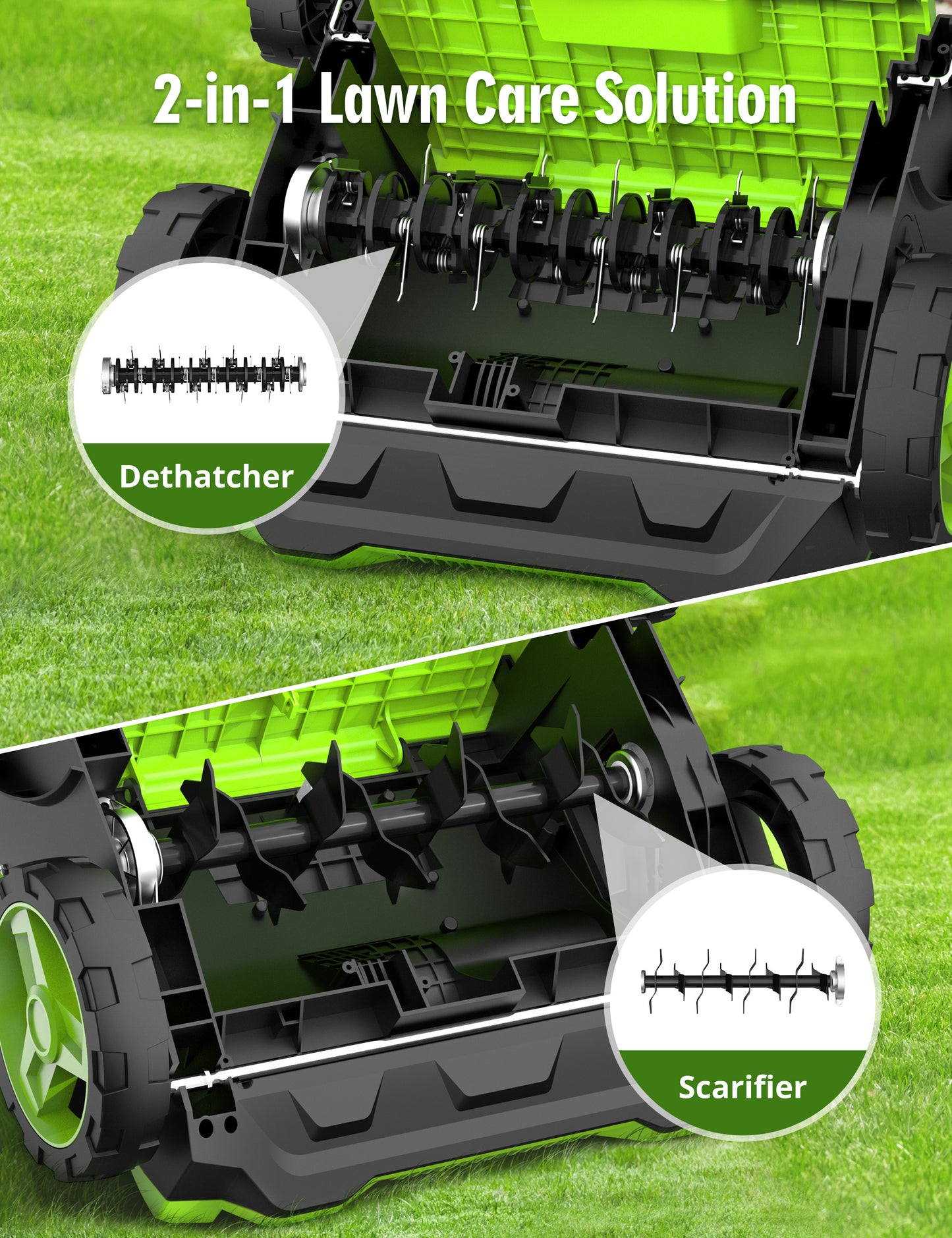 SWIPESMITH 14-Inch 12 Amp Electric Dethatcher Scarifier with 4-Position Depth Adjustment, Scarifier with Foldable Handle Two Safety Switches for Lawn Garden Yard