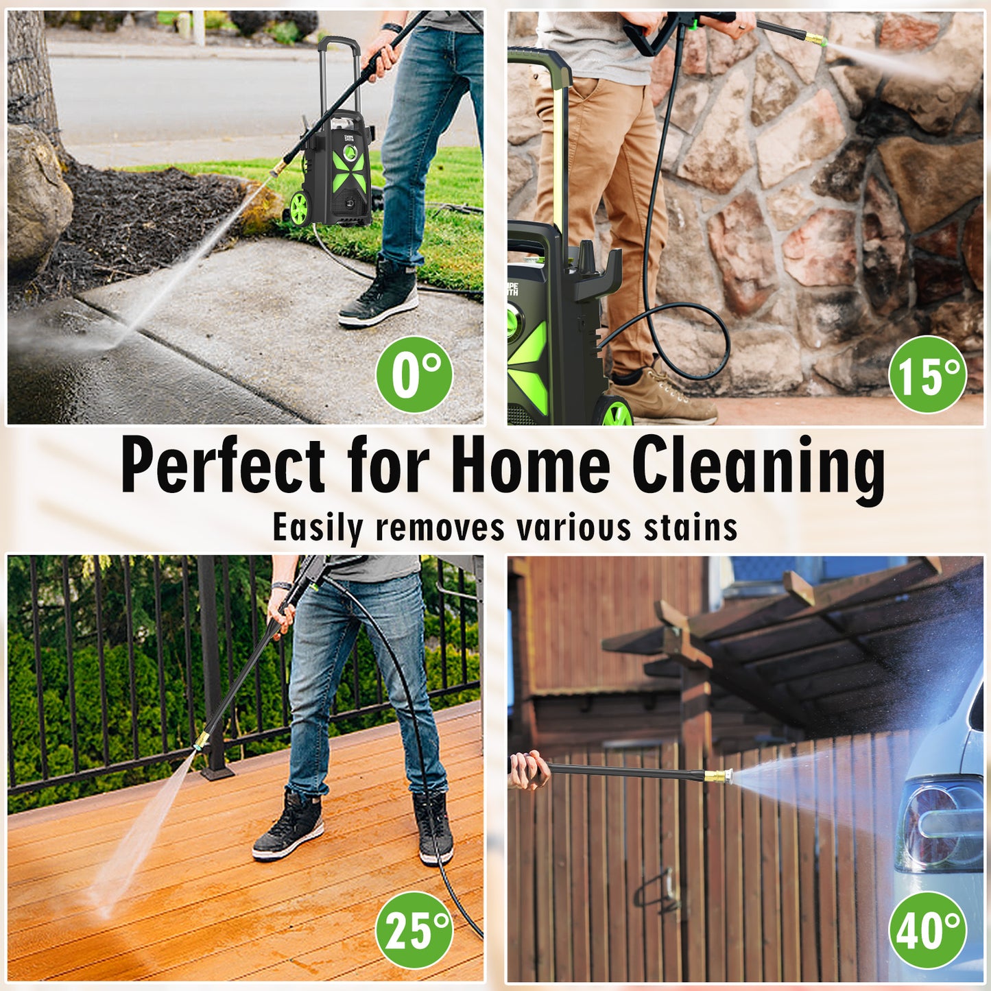 SWIPESMITH 2800 Max PSI 2.4 GPM Electric Power Pressure Washer with Telescopic Handle