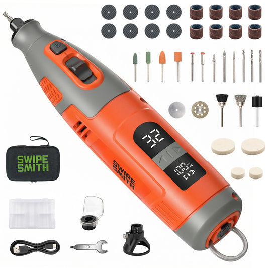 SWIPESMITH PHT001 12V Power Rotary Tools, 8000~32000RPM, 2.5Ah Cordless Rotary Tool Kit with LCD Display, 40pcs Accessories, Variable Speed for Grinding, Cutting, Wood Carving, Sanding, Engraving, DIY, Woodworking