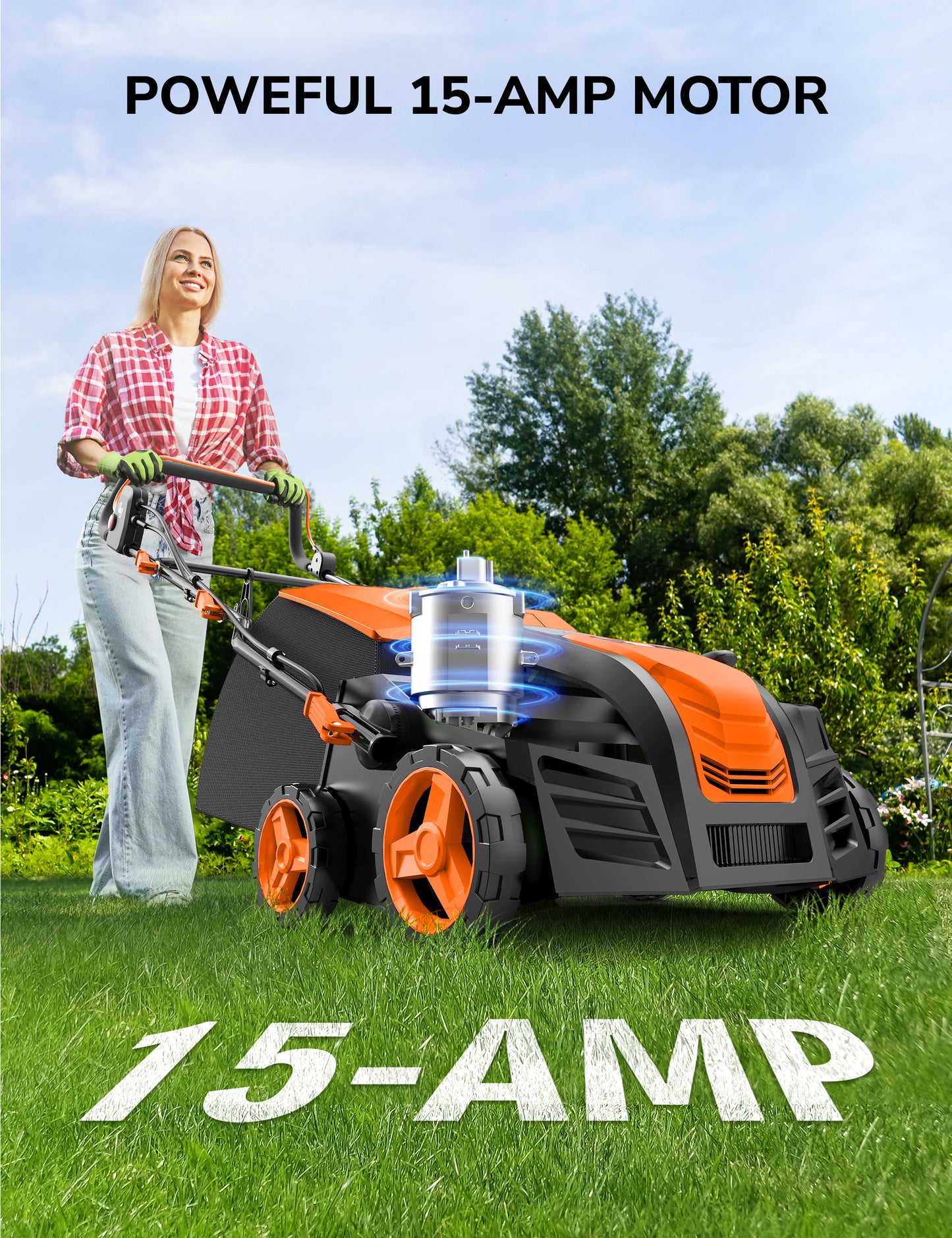 16" Artificial Grass Sweeper 2000W Artificial Turf Vacuum 2000W Lawn Sweeper Yard Power Brush with 55L Removable Leaf Collection Bag, Quick-Fold, Keeps Clear Sweepy Box
