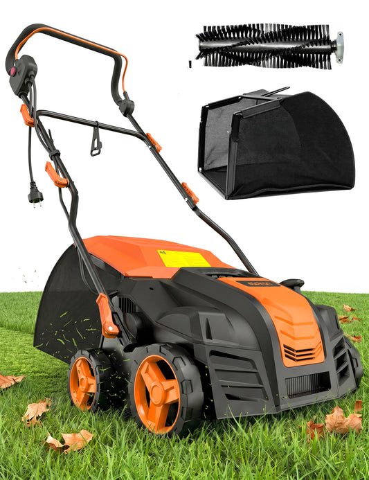16" Artificial Grass Sweeper 2000W Artificial Turf Vacuum 2000W Lawn Sweeper Yard Power Brush with 55L Removable Leaf Collection Bag, Quick-Fold, Keeps Clear Sweepy Box