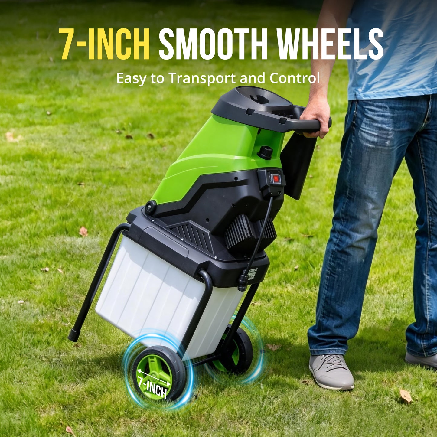 SI-GH003 Wood Chipper, 15-Amp 1.8" Cutting Diameter Electric Wood Chipper & Shredder with 50L Collection Bag, Efficient Mulcher for Easy Clean up Ideal for Yard Waste and Branches