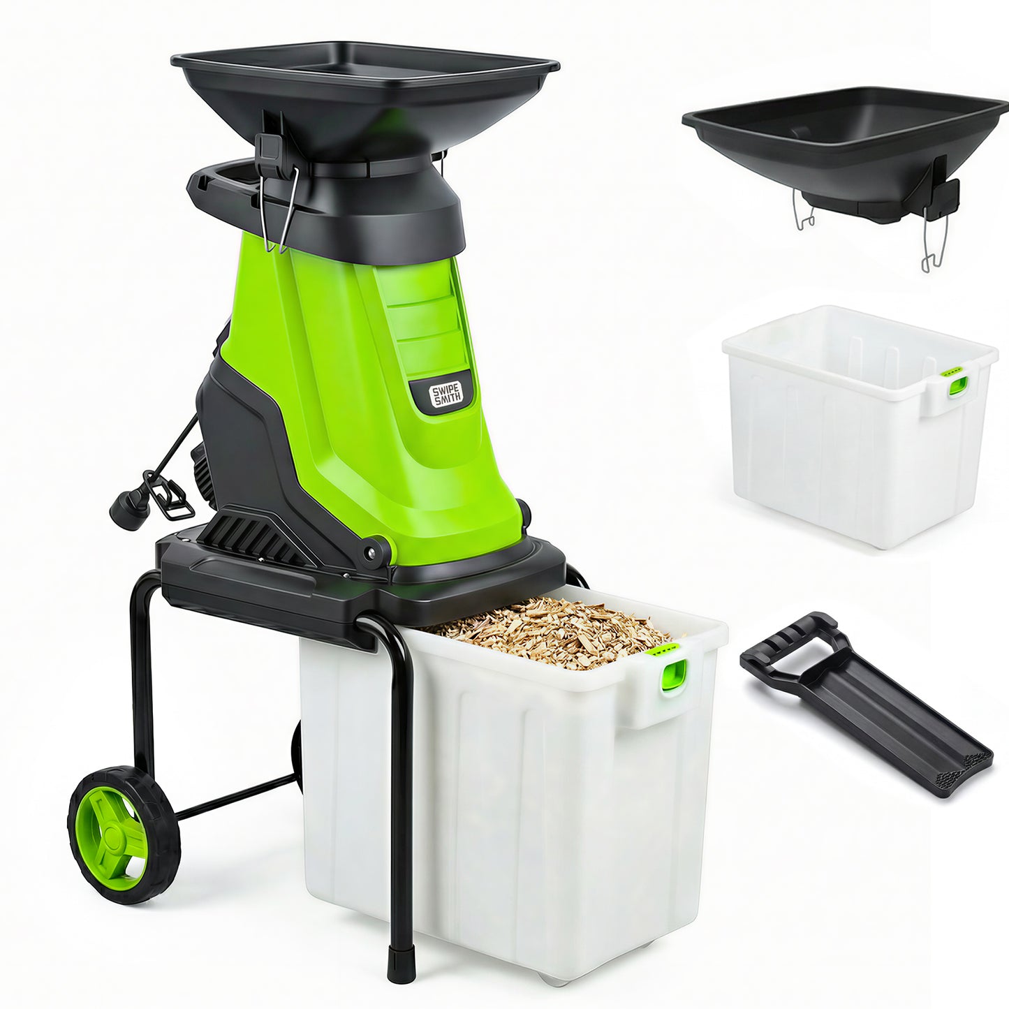 SI-GH003 Wood Chipper, 15-Amp 1.8" Cutting Diameter Electric Wood Chipper & Shredder with 50L Collection Bag, Efficient Mulcher for Easy Clean up Ideal for Yard Waste and Branches